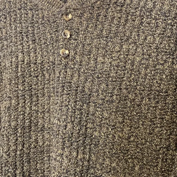 Vintage Bill Blass Menswear Knit Neutral Henley Crewneck Sweater XL Brown - Picture 3 of 4